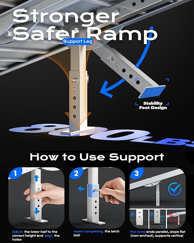 Portable Wheelchair Ramp 5ft, Non-Skid Aluminum Ramps for Wheelchairs for Home Steps, 800 LBS Capacity Handicap Ramp for Doorway, Threshold, Front Porch, Entry, Stairs 60" Lx 29.2" Wx2H
