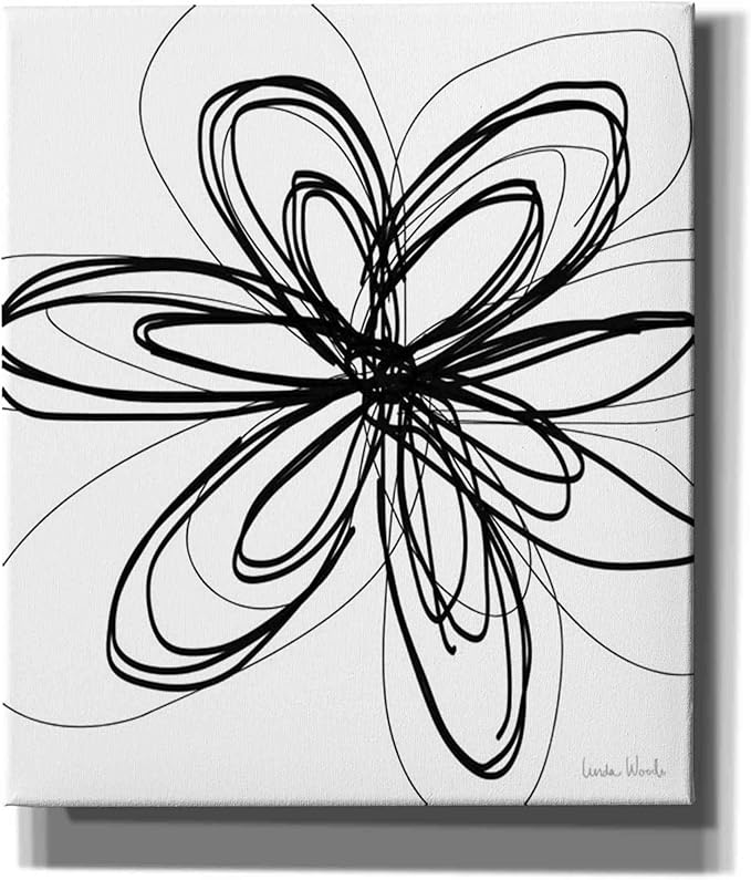 Epic Graffiti 'Black Ink Flower I' by Linda Woods, Canvas Wall Art, 26"x30"