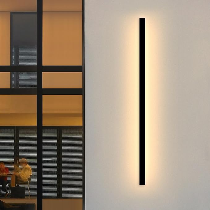 Modern Outdoor Lights - 31.5inch Outdoor Exterior Linear Sconce Black Patio Wall Light Fixtures, Long Strip Wall Lights Fixture Outside for Garage, House