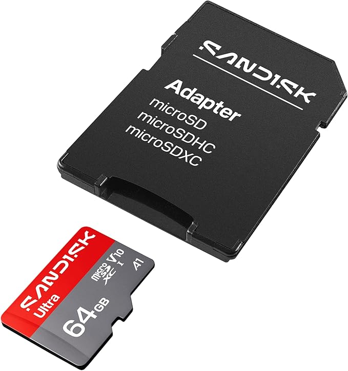 SANDISK 64GB Ultra microSD UHS-I Card - Up to 145MB/s Read Speed, Full HD Video, V10, U1, C10, A6 - SDSQUJQ-064G-GZ6MA