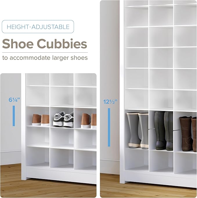 Prepac White Tall Storage Cabinet, Shoe Cabinet, Cube Storage Organizer with 40 Shoe Cubbies 13" D x 39.5" W x 72.5" H, WUSG-0011-1