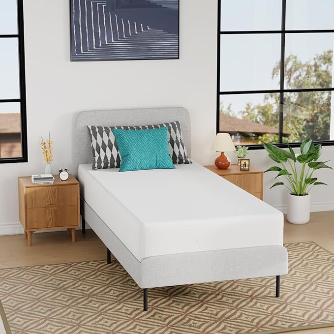 FDW | 10 Inch Twin XL Mattress | Medium Firm | Gel Memory Foam Mattress | White | Bed in a Box, CertiPUR-US Certified | Pressure Relief, Cooling Ventilated Foam | Washable Removable Cover