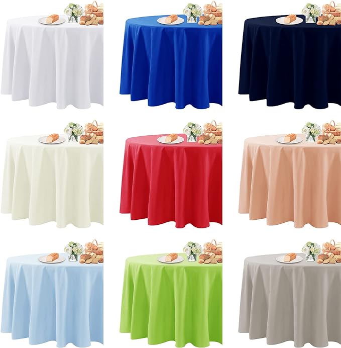 Fokitut 2 Pack Waterproof Round Tablecloth, 70 Inch, Stain Resistant and Wrinkle Polyester Table Cloth, Fabric Table Cover for Kitchen Dining, Wedding, Party, Holiday Dinner-Willow