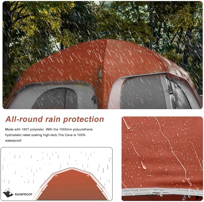 CAMPROS CP Tent 8 Person Camping Tents, Waterproof Windproof Family Tent with Top Rainfly, Large Mesh Windows, Double Layer, Easy Set Up, Portable with Carry Bag, for All Seasons