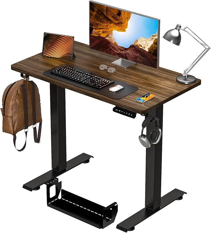 Kingant Standing Desk Height Adjustable Small Electric Stand Up Desks [35 x 20 Inch] - Ergonomic Sit Stand Desk Rising Desks for Home Office Computer Desk Stand Desk Workstation with Cable Management