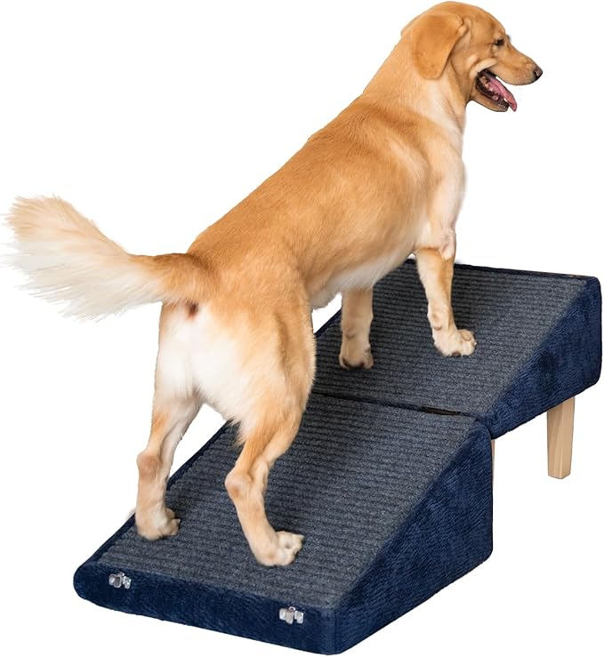 3-in-1 Dog Ramp 18.9"×17.7"×18.9" with Storage – Pet Stairs for Senior & Injured Dogs & Cats, Hidden Storage Footstool, Ottoman Anti-Slip, Supports 220 lbs for Beds & Sofas