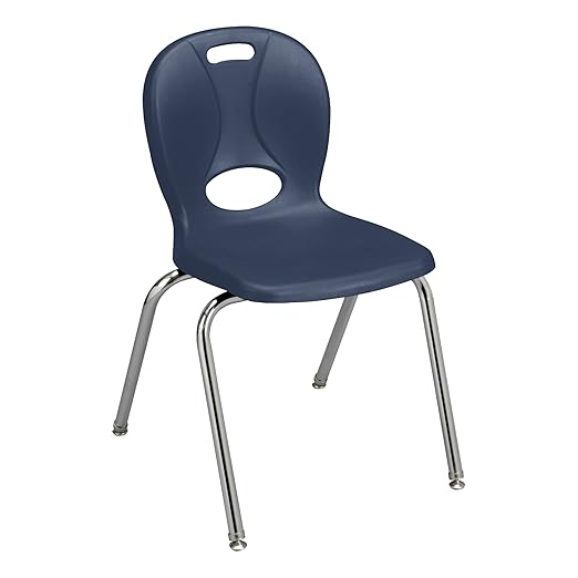Learniture LNT-118-CSW-NV Learniture Structure Series Stackable School Chairs for Classroom, 18" Seat Height, Navy, Pack of 4
