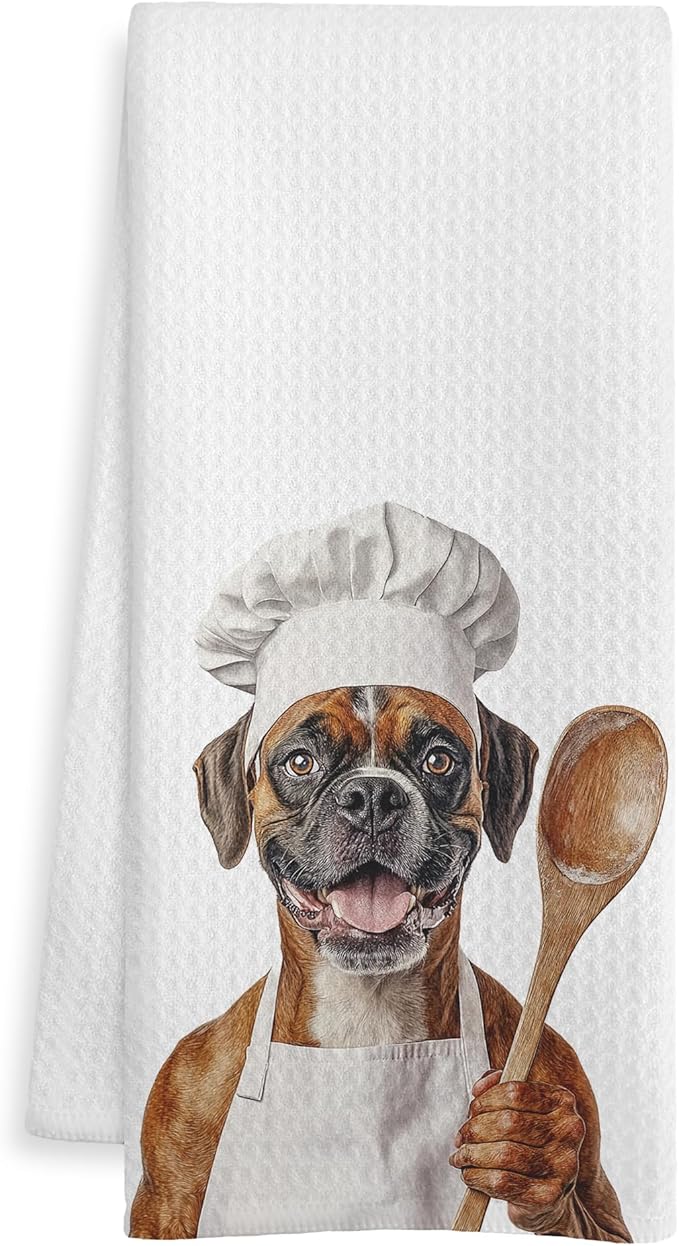 Boxer Gifts Kitchen Towels, Boxer Dog Gifts for Women Men Dish Tea Towel, Dogs Lover Gifts Decorative Hand Towels for Kitchen Bakery Decor, 16x24 Inch