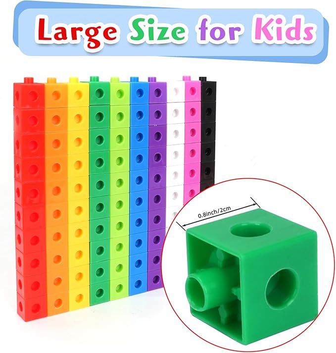 300 Pcs Linking Cubes for Kids - Counting Blocks with Storage Boxes, Connecting Cubes Math Manipulatives for Preschool & Elementary Aged Kids