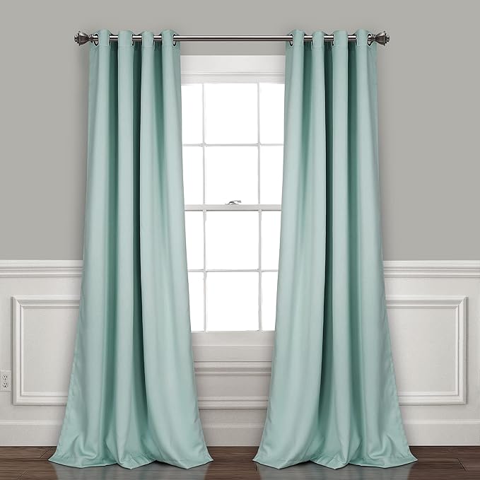 Lush Decor Insulated Grommet Blackout Window Curtain Panels, Pair, 52" W x 108" L, Blue - Classic Modern Design - Chic Window Decor - Long Curtains For Living Room, Bedroom, Or Dining Room