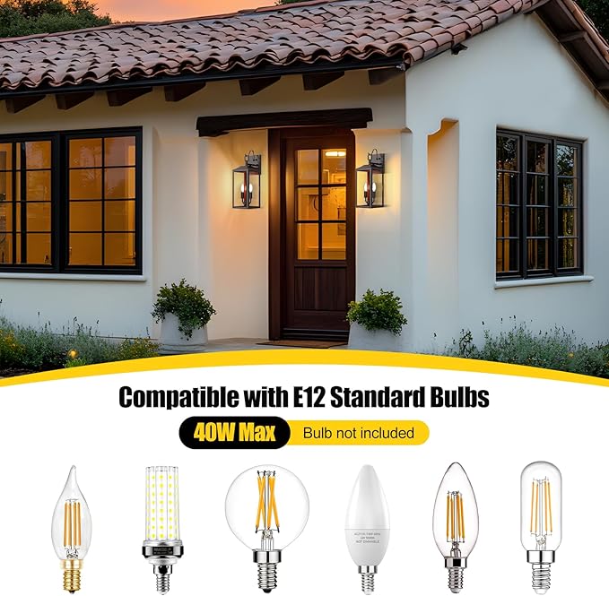 18'' Large Dusk to Dawn Outdoor Lighting, Exterior Sensor Outdoor Wall Lights, Industrial Front Porch Light with Clear Glass, Waterproof Oil Rubbed Bronze Anti-Rust Outdoor Lights for House Garage