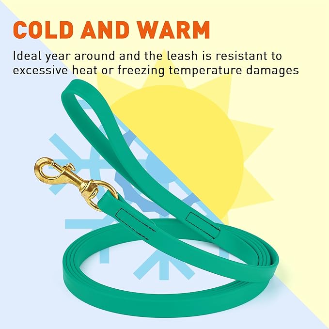 Viper Biothane K9 Working Dog Leash Waterproof Lead for Tracking Training Schutzhund Odor-Proof Long Line with Solid Brass Snap for Puppy Medium and Large Dogs, 20ft Teal