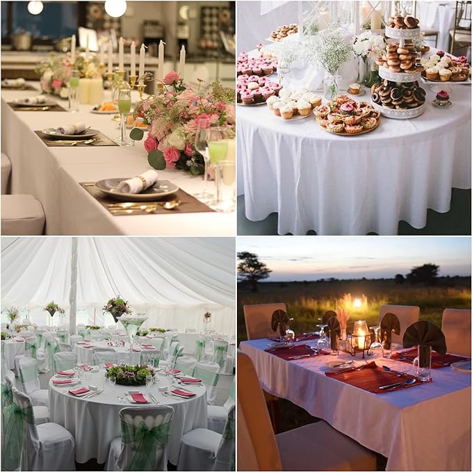 Fokitut 2 Pack Waterproof Round Tablecloth, 70 Inch, Stain Resistant and Wrinkle Polyester Table Cloth, Fabric Table Cover for Kitchen Dining, Wedding, Party, Holiday Dinner-Willow