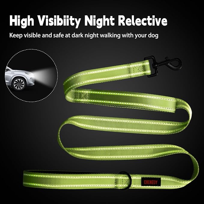 Heavy Duty Dog Leash, Leashes for Large Breed Dogs, Double Handle Dog Leash, Reflective Training Lead, Perfect for Medium to Large Dogs(6FTlight Green)