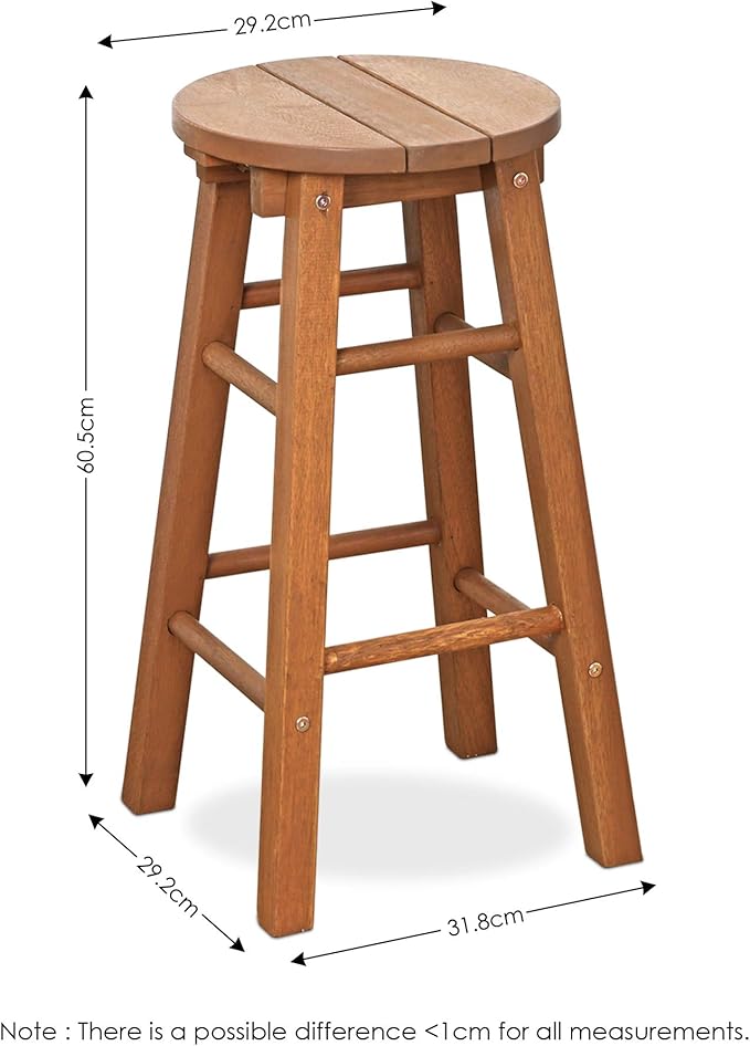 Furinno FG17629 Tioman Outdoor Hardwood Patio Furniture Promo Arch Bar Stool (Set of 2), Natural