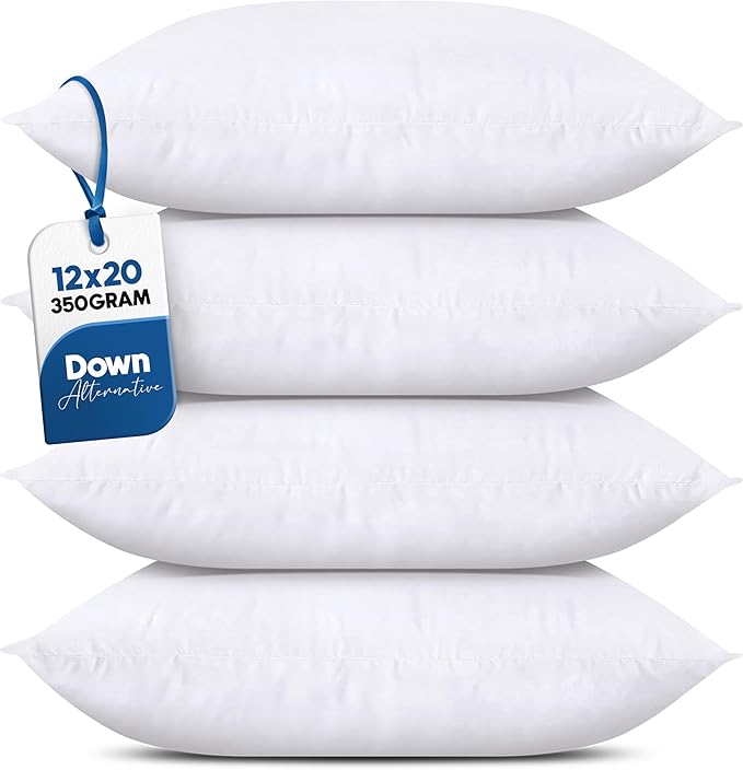 Utopia Bedding Throw Pillows (Set of 4, White), 12 x 20 Inches Pillows for Sofa, Bed and Couch Decorative Stuffer Pillow