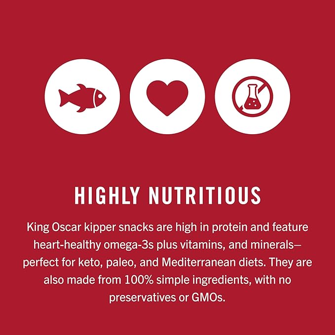 King Oscar Kipper Snacks in Extra Virgin Olive Oil, 3.54 Ounce Cans (Pack of 12), Lightly Smoked Herring Fillets, Wild Caught Canned Herring