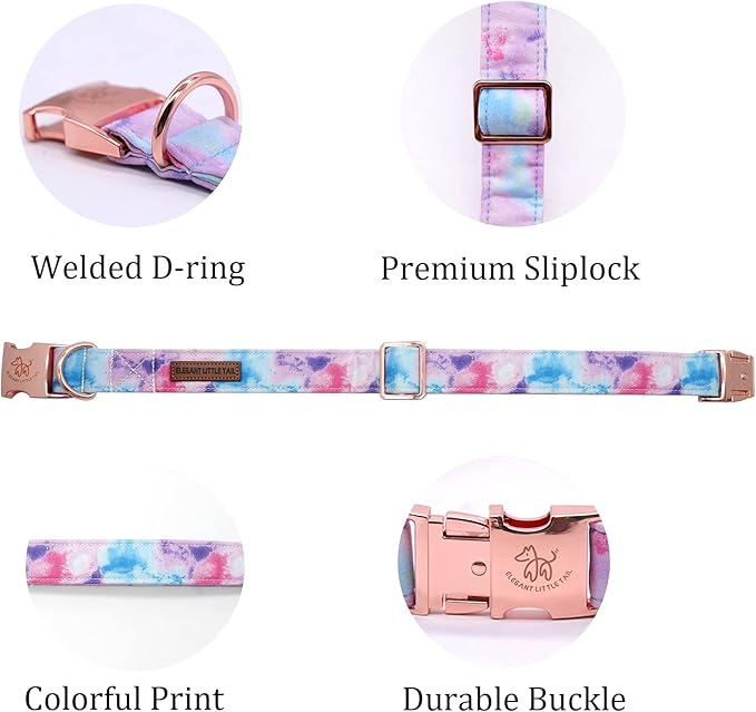 Elegant little tail Dog Collar, Colorful Pattern Pet Collar Durable Cute Dog Collars Fashion Male Female Pet Gift Adjustable Dog Collar for Small Dogs