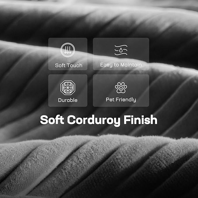 Marsail Modular Sectional Sofa Ottoman, 31" Corduroy Foot Stool, Boneless Footrest Cloud Couch for Living Room, Bedroom, Grey