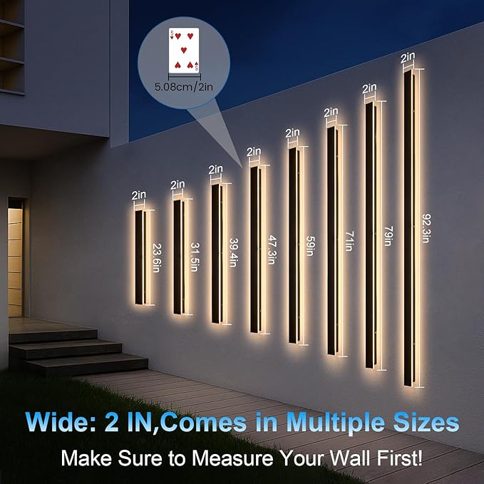 Modern Outdoor Lights - 31.5inch Outdoor Exterior Linear Sconce Black Patio Wall Light Fixtures, Long Strip Wall Lights Fixture Outside for Garage, House