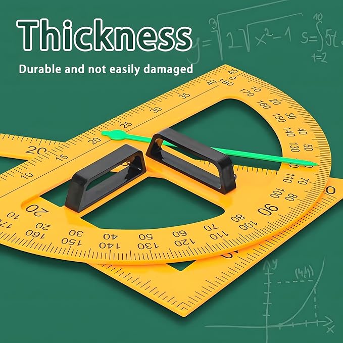 Magnetic Teaching Ruler Set with Multi-Functional Geometry Tools Durable ABS Plastic for Whiteboard Classroom Projects Student Teacher Math Supplies (Yellow 5pcs)