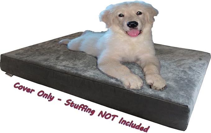 Dogbed4less DIY Pet Bed Pillow Grey Microsuede Duvet Cover and Waterproof Internal case for Dog and Cat at 37X27X4 Inch - Covers only