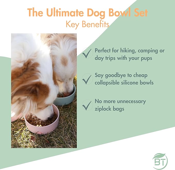 Barkin??Trails Travel Dog Bowls, Portable Outdoor Water, BPA-Free Water Bowl Set, Food Grade Plastic Dog Travel Bowl, Dog Camping Essentials, Travel Container