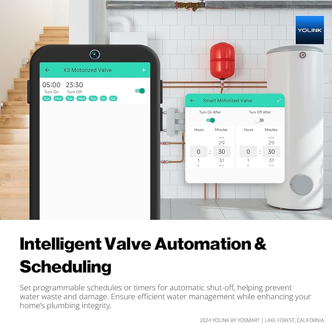 NSF Certified YoLink X3 Smart 3/4" Motorized Stainless Steel Ball Valve, LoRa Long-Range, 10-Year Battery, D2D Offline with Leak Sensors, Alexa/IFTTT/Home Assistant, Hub Required – YS5012