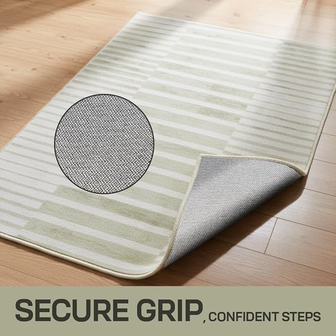 Muddy Mat짰 Creamline 2ft x 3ft Washable Area Rugs for Living Room, Bedroom & Dining Room ??Modern Soft Low Pile Non Slip Carpet ??Pet Friendly Waterproof Foldable Rugs for Home