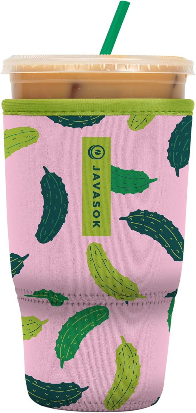Sok It JavaSok Iced Coffee & Cold Soda Insulated Neoprene Cup Sleeve (Pickle Me Pink, Small: 16-20oz)