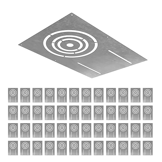 ASD 13 Inch New Construction Mounting Plate with Asymmetric Round Hole - 3/4/6 Inch Flat Steel Rough in Wafer Light Bracket, Shallow LED Recessed Lighting Housing, 48 Pack