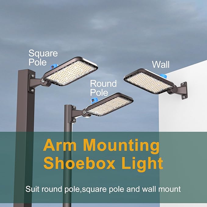 150W LED Parking Lot Light 22500lm (Eqv 600W HID HPS) Arm Mount LED Pole Light IP65 5000K ETL Listed Commercial Area Lighting with Smart Photocell 6KV SPD 7 Yrs Warranty -2Pack