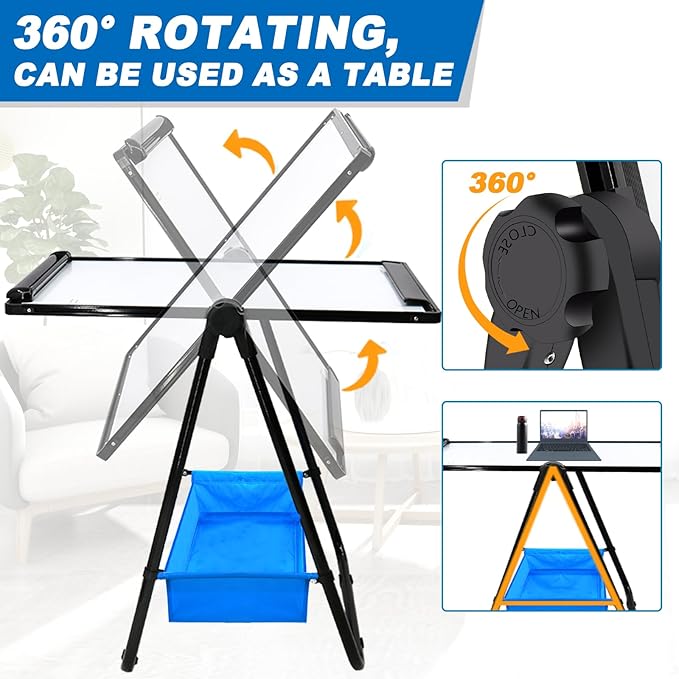Dry Erase White Board with Stand Double Sided 40"X28" Magnetic U Standing Easel Whiteboard, Height Adjustable & 360° Rotation Portable White Boards for School, Classroom, Home & Office