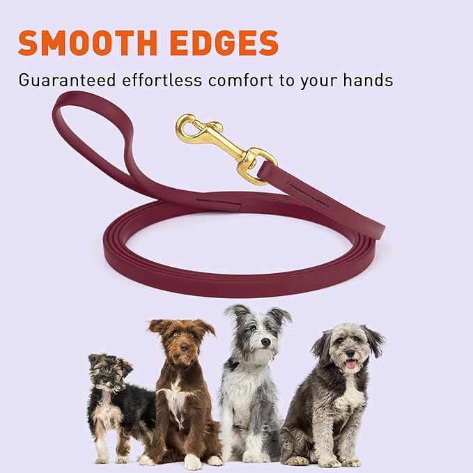 Viper Biothane K9 Working Dog Leash Waterproof Lead for Tracking Training Schutzhund Odor-Proof Long Line with Solid Brass Snap for Puppy Medium and Large Dogs, 33ft Merlot Burgundy