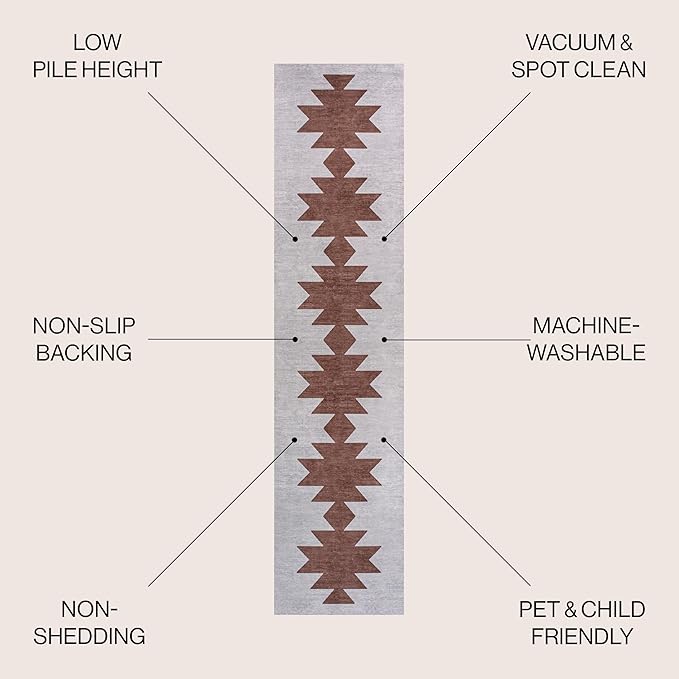 JONATHAN Y Machine Washable Gray/Brown Runner Rug 2X8 ft, Chayton Minimalist Geometric for Living Room, Bedroom, Kitchen, Office, Easy-Cleaning, High Traffic, Pet-Friendly, Non-Shedding (WSH110E-28)