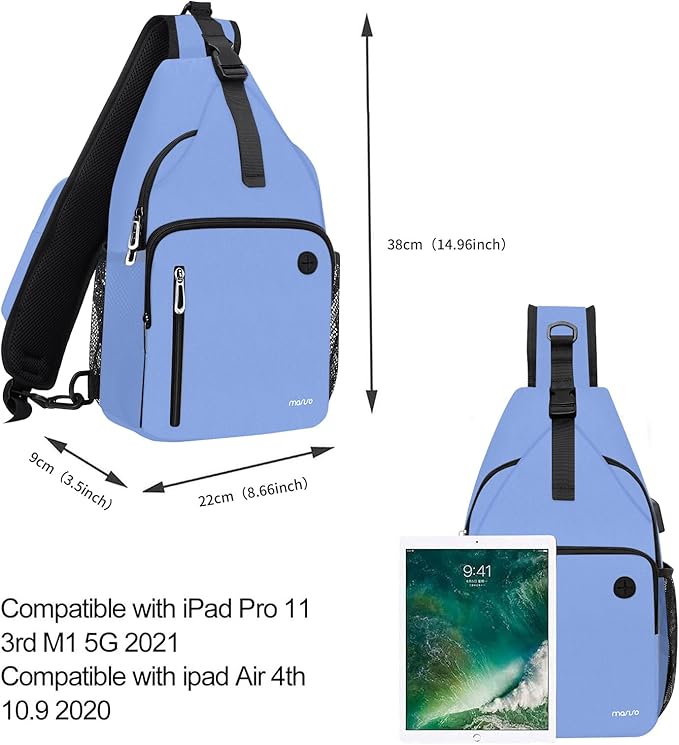 MOSISO Sling Backpack Bag, Crossbody Shoulder Bag Travel Hiking Daypack Chest Bag with Front Square Pocket&USB Charging Port