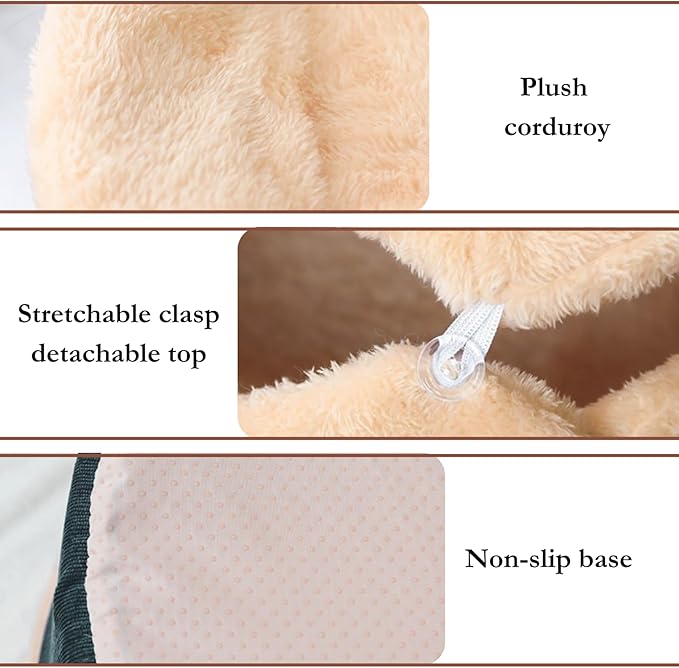 Cat Cave Bed ??Plush, Warm & Calming Hideaway with Detachable Lid & Mat, Covered House for Indoor Kitten & Kitty (Brown)