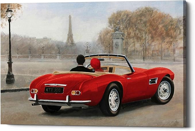 Epic Graffiti 'A Ride in Paris III Red Car' by Marco Fabiano, Canvas Wall Art, 40"x26"