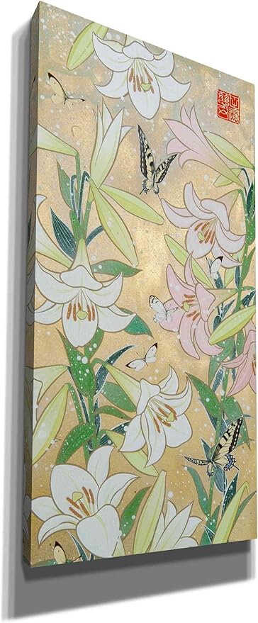 Epic Graffiti 'Lily and Butterfly' by Zigen Tanabe, Canvas Wall Art, 12"x24"