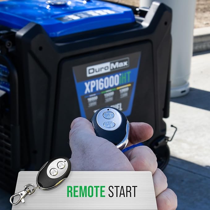 DuroMax XP16000iHT 16,000-Watt Tri Fuel Portable Digital Inverter Generator - Gas, Propane & Natural Gas, Remote Electric Start, Whole Home Power Backup, Transfer Switch Ready, RV & Emergency Ready
