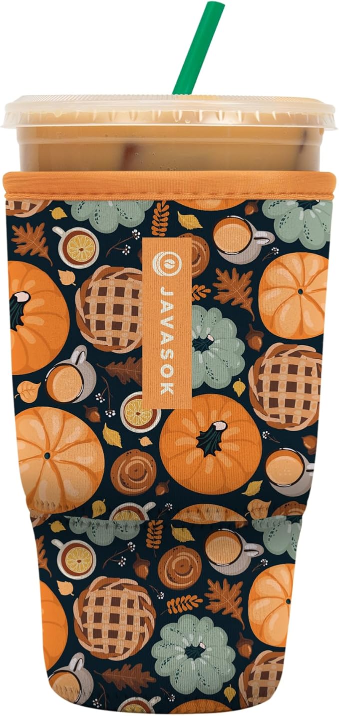 Sok It JavaSok Iced Coffee & Cold Soda Insulated Neoprene Cup Sleeve (Give Thanks, Large: 30-32oz)