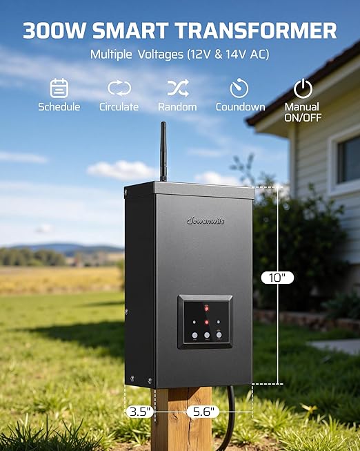 DEWENWILS Smart Low Voltage Landscape Transformer 300W, 3 Independent Outputs, 120V AC to 12V/14V AC, Landscape Lighting Transformer with Schedule & Timer, Compatible with Alexa & Google Assistant