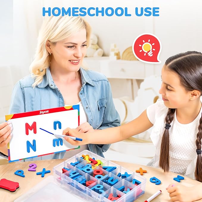 Gamenote Classroom Magnetic Letters Kit 178 Pcs with Double-Side Magnet Board - Foam Alphabet Letters for Kids Spelling and Learning