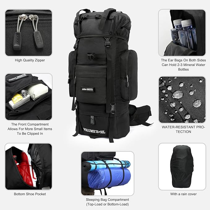 85L Lightweight Internal Frame Hiking Backpack for Men Women, Waterproof Travel Camping Backpack with Rain Cover
