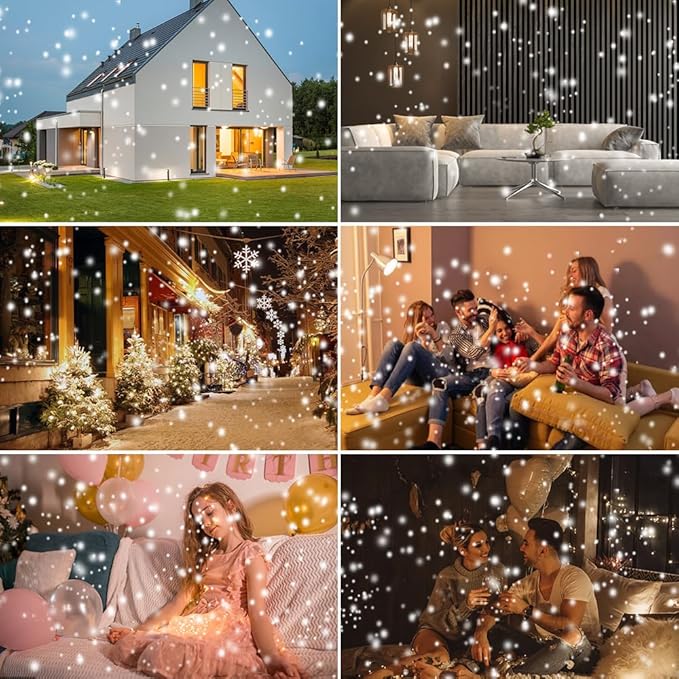 Christmas Snowfall Projector Lights, Holiday Projector Lights Waterproof Snow Flurries Landscape Spotlight with Remote for Xmas Party Wedding Home Decor