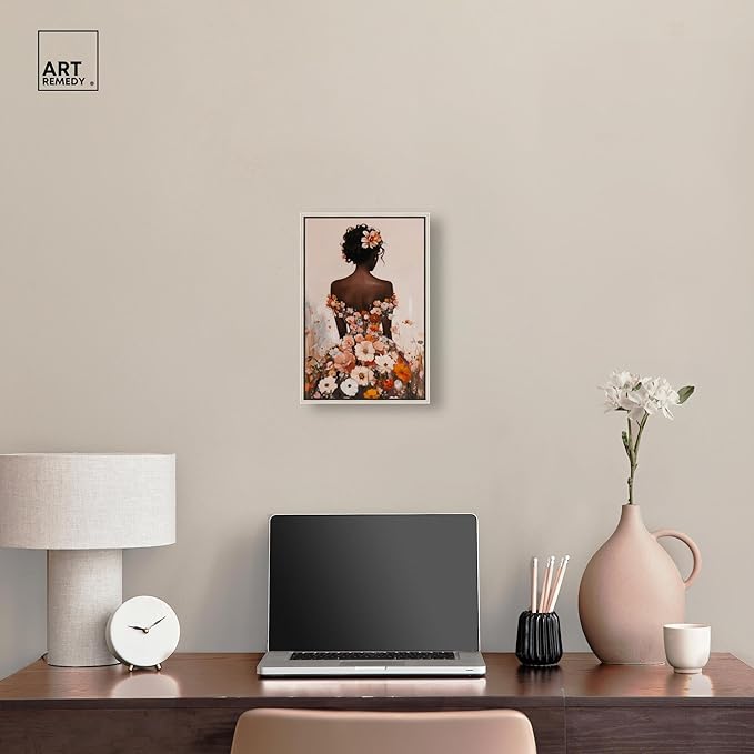 Autumn Bloom Dress Canvas Print Fashion Wall Decor by Art Remedy, Silver Frame, 10 x 15