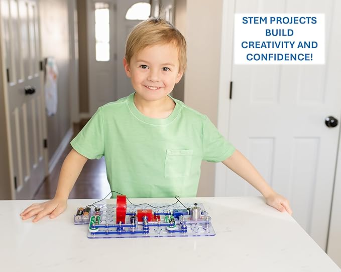 Snap Circuits Jr. SC-100 Electronics Exploration Kit, Over 100 Projects, Full Color Project Manual, 28 Parts, STEM Educational Toy for Kids 8 +