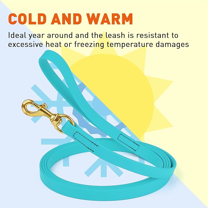 Viper Biothane K9 Working Dog Leash Waterproof Lead for Tracking Training Schutzhund Odor-Proof Long Line with Solid Brass Snap for Puppy Medium and Large Dogs, 20ft Sky Blue