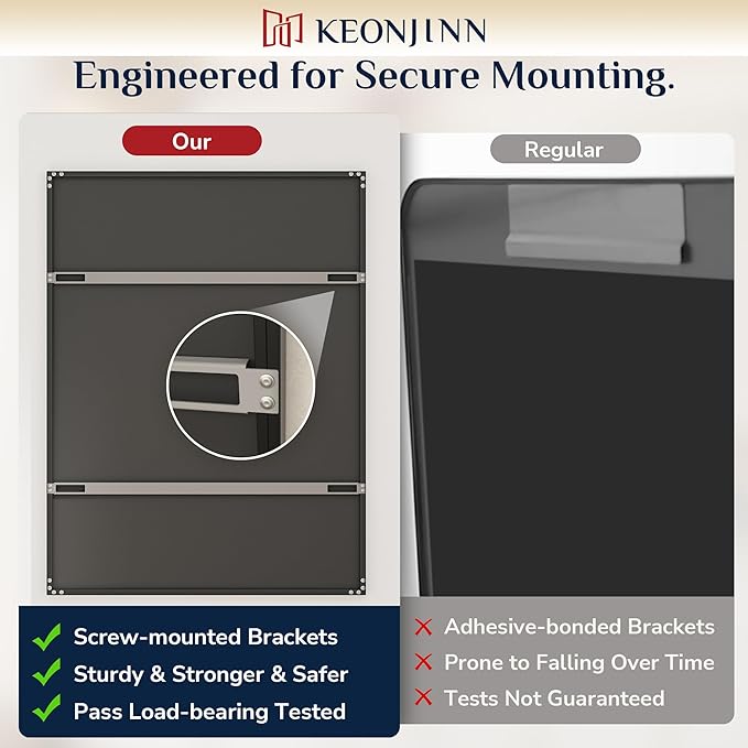 Keonjinn 48 x 30 Inch Black Bathroom Mirrors for Over Sink, Beveled Rectangle Framed Mirrors for Wall, Black Bathroom Vanity Mirror, Tempered Glass, Square Corner, Farmhouse Style