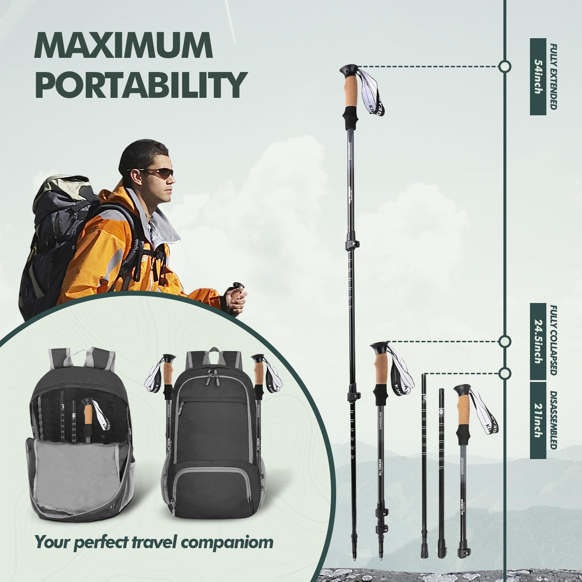 KINGGEAR Trekking Poles - 7075 Aluminum